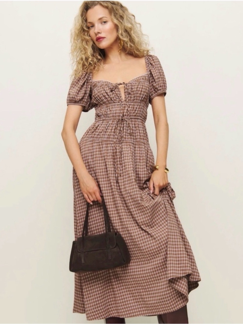 Reformation Rhett Dress in Audrie Check Gingham, size 6, new with tags